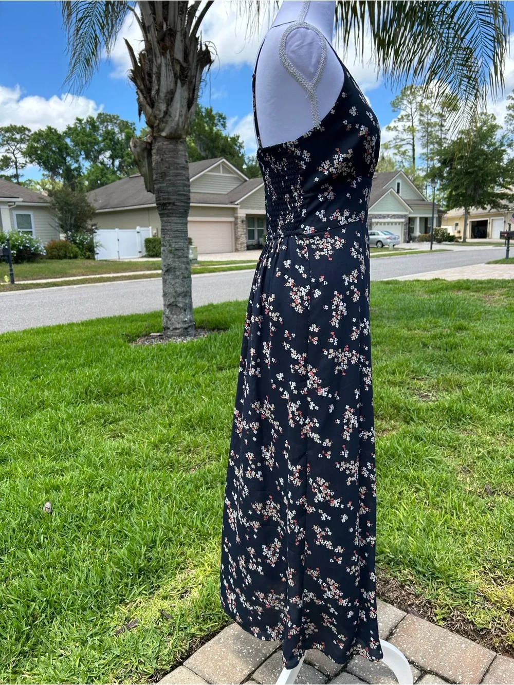 NWOT🌸Abercrombie & Fitch Black Floral Maxi Slip Dress